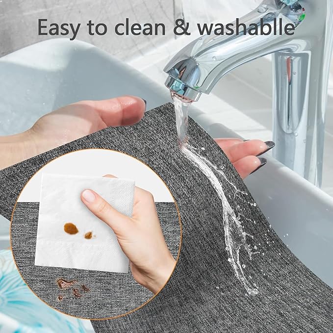 DACHUI Placemats Set of 8, Linen Look Woven Place Mats, Water Resistant, Heat Resistant, Washable, Durable Table Mats (Dark Grey)
