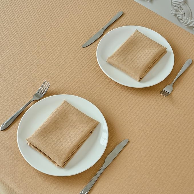 maxmill Cloth Napkins 20 x 20 Inch Weaved Texture Pattern Soft Comfortable and Luxury Serviette for Restaurant Family Dinners Weddings Parties and Banquets Set of 4 Pieces, Beige