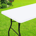 Smiry Rectangle Picnic Table Cloth, Waterproof Elastic Fitted Tablecloths for 6 Foot Tables, Washable Polyester Table Cover for Camping, Indoor and Outdoor (White, 36"x72")
