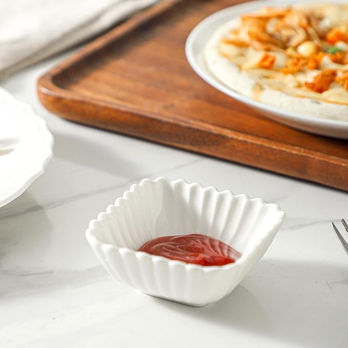 UIBFCWN 12 Pack Ceramic Soy Sauce Dishes, 2 oz Square Dipping Sauce Cups/Bowls/Dishes for Kitchen, Small Dip Bowls Set, Mini Bowl for Side Dish, Ketchup, Soy, BBQ, Sushi, Party - 2.75inch