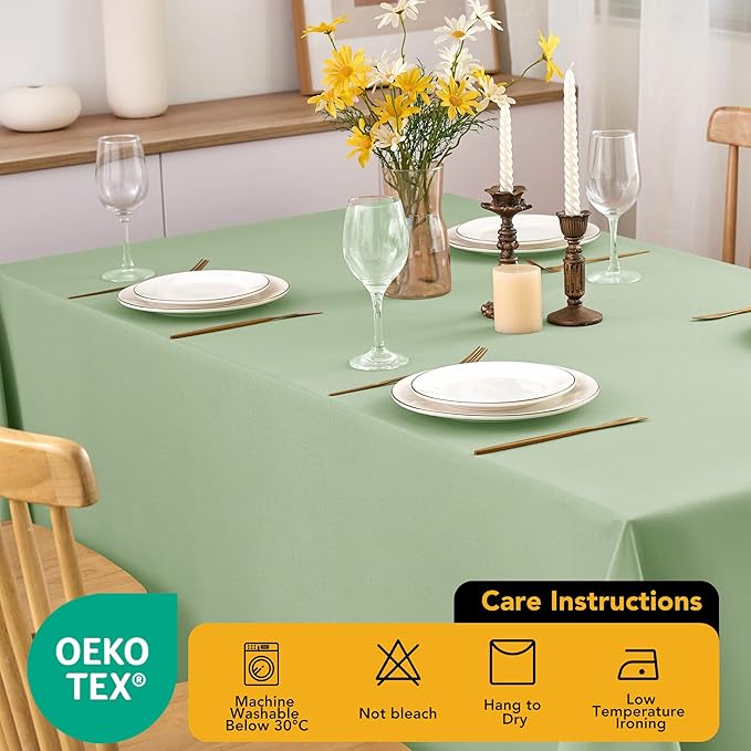 6-Pack Sage Green Tablecloths for Rectangle Tables, 90 x 156 Inches, Stain-Resistant Polyester Fabric for 8 Foot Tables - Washable Table Covers for Weddings, Birthday Parties, Events