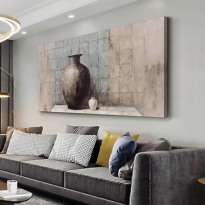 Paintings Home Decor Vintage Wall Decor Wall Decorations Rustic Farmhouse Wall Art Vase Painting Framed Art Abstract Canvas Wall Art for Living Room Bedroom Dining Room Home Office Decor 24"X48"