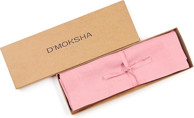 D'Moksha Homes Linen Dusty Pink Placemats Set of 4-100% Pure Linen Placemats 14 x 19 Inch for Valentines, Spring, Easter - Handcrafted and Machine Washable