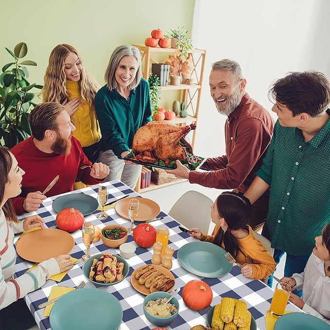 Smiry Rectangle Picnic Table Cloth, Elastic Waterproof Fitted Vinyl Tablecloths, Flannel Backed Buffalo Plaid Table Covers for Dining, Camping, Outdoor (White and Navy, 30" x 72")