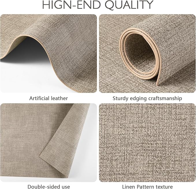Faux Leather Placemats Set of 4 Washable PU Table mats for Kitchen Table - Heat Resistant, Waterproof, Easy Clean, Anti Slip 11.8" x 17" (Brown-4 Pack)