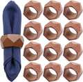 Handmade Wood Napkin Ring Set of 12 for Dining, Anniversary, Birthday, Christmas Napkin Ring for Home and Kitchen Décor Festive Party Gift Farmhouse for Table Decorations (Brown) - ALPHA Living HOME