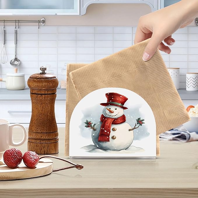 Napkin Holder Christmas Snow Crystal Clear Acrylic Napkin Holders Paper Napkin Holder Dining Table Dispenser for Kitchen Restaurant Home Decor Bar Accessories