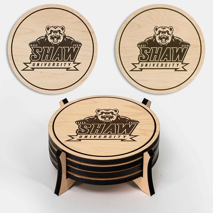 LazerEdge Shaw Bears Wooden Coaster Set - Maple Wood - Officially Licensed Product - 4-Pack