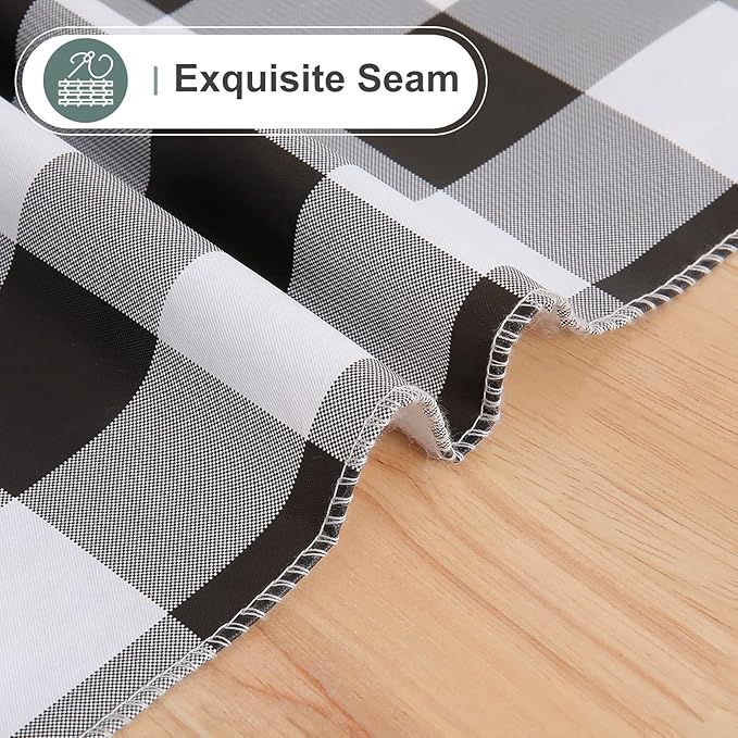 misaya 2 Pack Waterproof Vinyl Table Cloth, Buffalo Flannel Backed Tablecloth, Wipeable Plastic Table Cover for Dinner, Kitchen, Outdoor (52" x 70", Black and White)