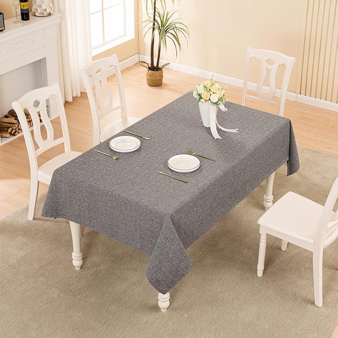 BALCONY & FALCON Rectangle Tablecloth Washable Wrinkle Resistant and Water Proof Table Cloth Decorative Linen Fabric Tablecloths for Dining Parties Kitchen Wedding and Outdoor Use (Gray, 57x85)