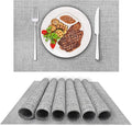DACHUI Placemats Set of 8, Linen Look Woven Place Mats, Water Resistant, Heat Resistant, Washable, Durable Table Mats (Light Grey)
