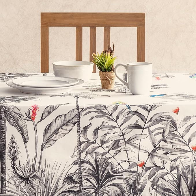 Maison d' Hermine Table Cloth Rectangle Table 100% Cotton 60 x 108 Inches Fall Tablecloth Reusable Everyday Use for Thanksgiving Christmas Decorations Dining Farmhouse Party (Amazonia)