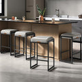 VASAGLE EKHO Collection - Bar Stools Set of 4, Counter Height Bar Stools, Synthetic Leather with Stitching, Mid-Century Modern Counter Stools, 26-Inch Tall, Kichen Home Bar Dining Room, Dove Gray