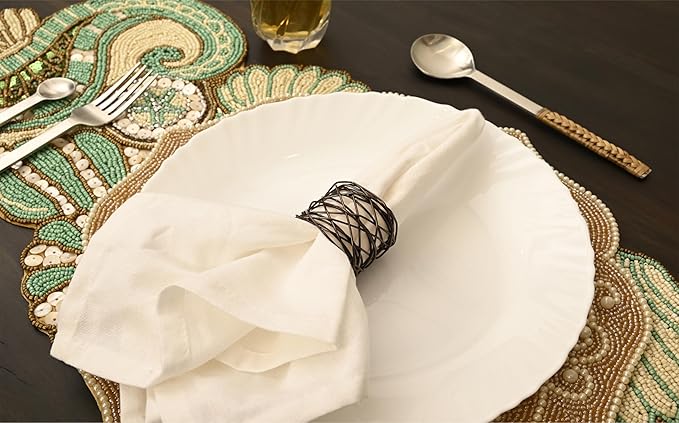 ALPHA Living HOME Napkin Rings Set 12 of Premium 100% Metal, Rust-Resistant Tabletop Décor - Napkin Holders for Family Dinner, Wedding, Party, Decorations, Banquet, Party, Easter - Bronze