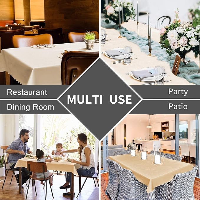Smiry Rectangle Table Cloth, Waterproof Heavy Duty Vinyl Tablecloths, Wipeable Washable Table Cover for Kitchen and Dining Room (Brown, 54" X 120")