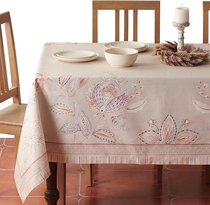 Maison d' Hermine Premium Table Cloth Square Table 100% Combed Cotton 70 x 70 Inches Tablecloth Reusable Decorative for Dining Room, Farmhouse, Home, Party, Festive & Wedding - Society Florals