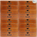 4PCS Stackable Wooden Desk Organizer with Total 16 Drawers, Apothecary Cabinet Library Card Catalog Cabinet Tabletop Vintage Apothecary Chests Cabinets Herb Storage Box with Drawers