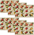 Apple Pear Placemats Set of 6, Retro Fruit Place Mats, Fruits Waterproof Washable Table Mats for Home Party Indoor Kitchen Dining Table Decoration 12x18 Inch
