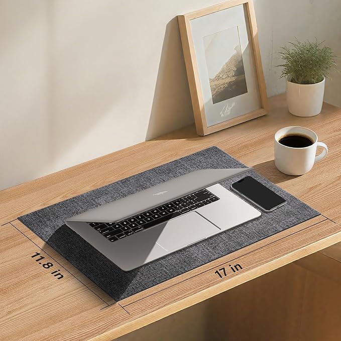 DOLOPL Placemats Set of 6, Reversible Wipeable & Heat Resistant Place Mats, Modern Faux Leather Table Mats for Kitchen, Neutral Waterproof Tablemats for Dining Table Decor, Wedding, Party(Charcoal)