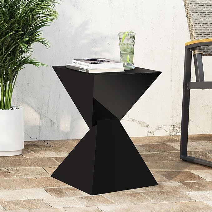 BECHAEO Black Acrylic Side Table Set of 2, Small End Tables for Small Spaces, Modern Acrylic End Tables Living Room Bedroom Nightstand with Irregular Design, Lightweight Farmhouse Outdoor Side Tables