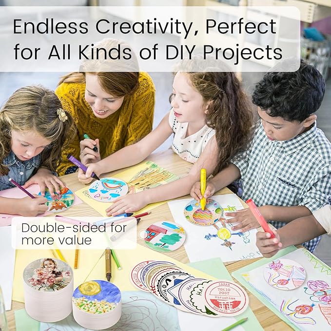 800 Pieces Disposable Paper Coasters, GOH DODD Thickened (1.5MM) 4 Inch Bar Coasters Bulk Absorbent Cardboard Blanks for Drinks DIY Arts Crafts Wedding Party Gifts Education, White, Round