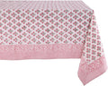 ATOSII Gulbahar White Pink 100% Cotton Fall Rectangle Tablecloth, Hand Block Print Washable Table Cover, Christmas Parties Buffet Dining, Weddings, Thanksgiving, Halloween, 60 X 108 Inches 8 Seater