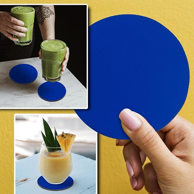 10 Round Foam Bud Coasters Pack, 4 inch - Customizable Text, Logo - PU Foam, Party Favor - Royal Blue