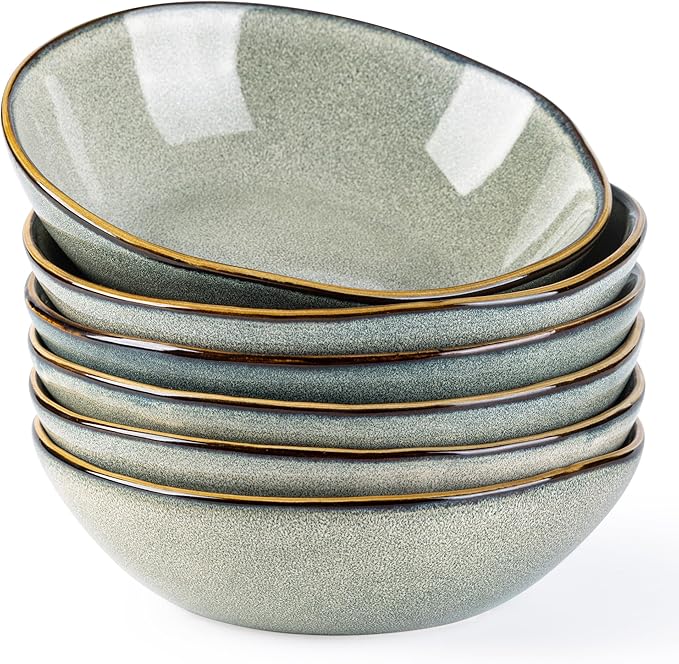 AmorArc Ceramic Cereal Bowls Set of 6, 24 oz Handmade Stoneware Bowls Set for Cereal Soup Salad, Stylish Kitchen bowls for Meal, Dishwasher & Microwave Safe