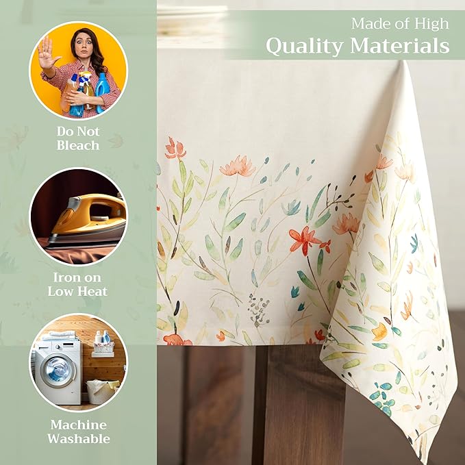 Maison d' Hermine Table Cloth Rectangle Table 100% Cotton 70 x 120 Inches Tablecloth Reusable Decorative for Dining Room Farmhouse Home Valentines Day Decorations Spring Summer - Colmar