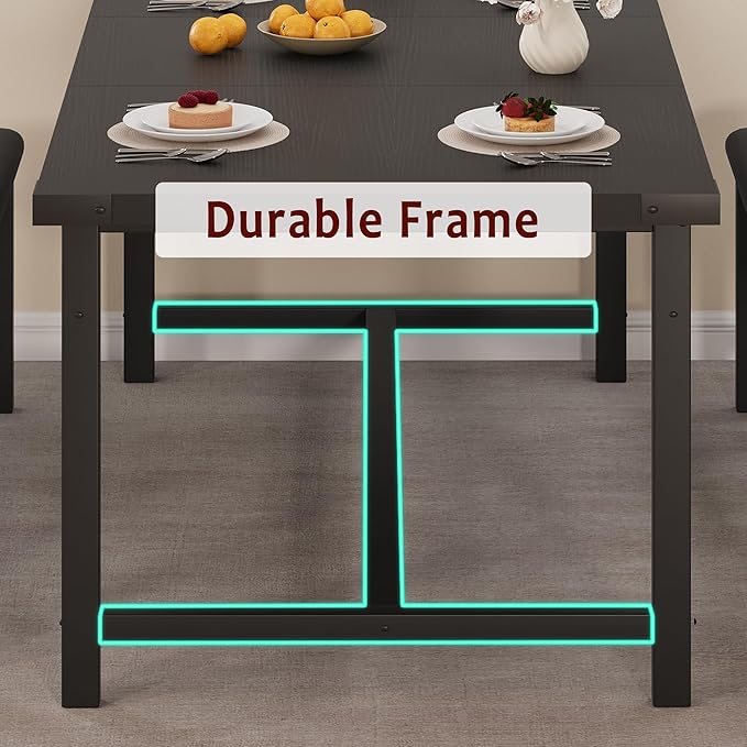 IDEALHOUSE 3-Piece Dining Table Set for 4-6 People, 63" Large Extendable Kitchen Table Set w 2 Soft Benches, Easy Assembly, Space Saving for Apartment, Small Space, Black