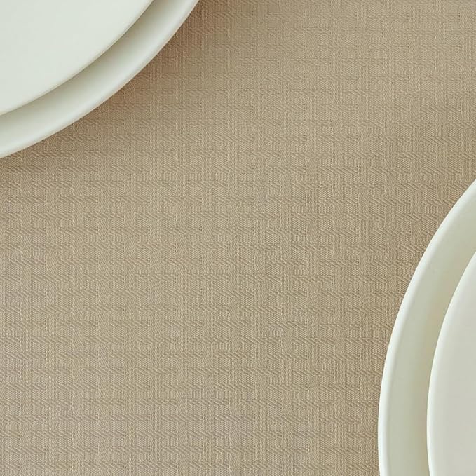 maxmill Jacquard Tablecloth Stain Resistant Waterproof Wrinkle Resistant Spillproof Washable Soft Weaved Texture Table Cloth for Dining Room, Indoor Outdoor Use, Rectangle 60 x 140 Inch, Natural