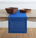 Solino Home Linen Royal Blue Table Runner 48 Inches - Classic Hemstitch, 100% Pure Linen Coffee Table Runner 14 x 48 Inch Ideal for Dresser Tables, Spring