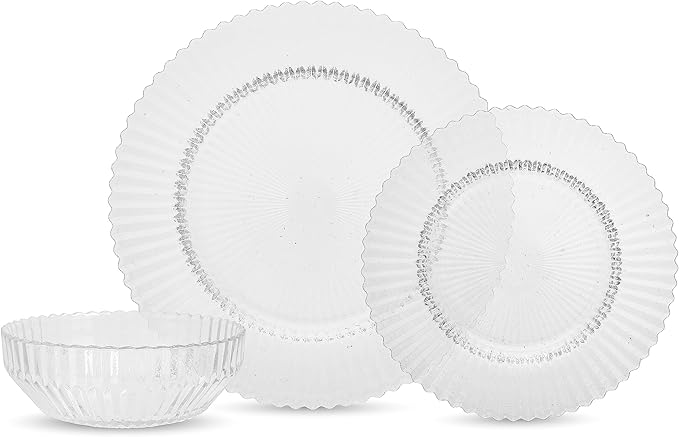 Fortessa Archie Glass 12 Piece Dinnerware Set, Service for 4, Clear