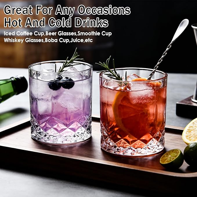 11 OZ Premium Whiskey Glasses (6-Piece) - Old Fashioned Glassware, Exquisite Craftsmanship for Scotch, Bourbon, Rum & Cocktails, Ideal for Self-Use or Gift for Whiskey Enthusiasts