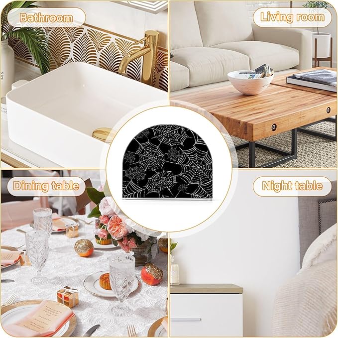 Napkin Holder Spider Web Crystal Clear Acrylic Napkin Holders, Paper Napkin Holder Dining Table Dispenser for Kitchen Restaurant Home Decor Bar Accessories