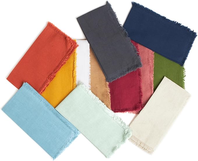 ACCENTHOME Burgundy Cotton Linen Napkin Set of 12 18x18 inch Dinner Napkins - Washable Soft Premium Hotel Quality Reusable Hemmed Edges Napkins Perfect Table Linens for Family Dinners, Weddings