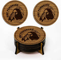 LazerEdge UNC Pembroke Braves Wooden Coaster Set - Cherry Wood - Officially Licensed Product - 4-Pack