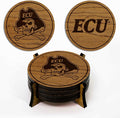 LazerEdge East Carolina Pirates Wooden Coaster Set - Cherry Wood - Officially Licensed Product - 4-Pack
