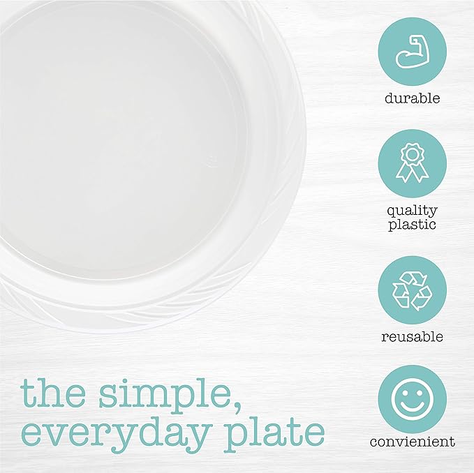400 Count Disposable 10 Inch White Plastic Dinner Plates Extra Large