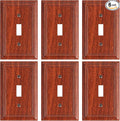 6-Pack Single Toggle Light Switch Cover Plate, Durable Natural Bamboo Fiber Decorative Switch Plate Covers, Wood Grain 1 Gang Wall Plate, Corrosion Resistant