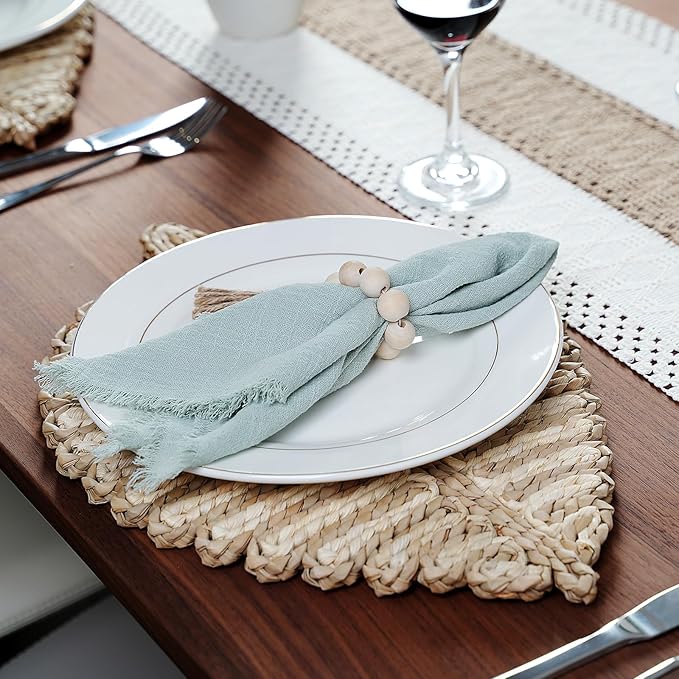 Placemats Set of 4,Natural Leaf-Shaped Charger Plates Handcrafted Fall Placemats for Dining Table Décor