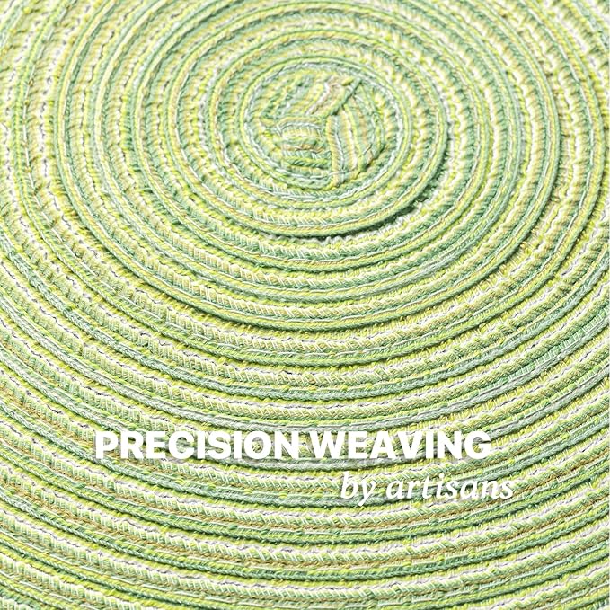 Round Placemats Set of 12 Woven Placemats Washable Braided Table Mats for Dining Table Heat Resistant Non-Slip Circle Place Mats(Green)