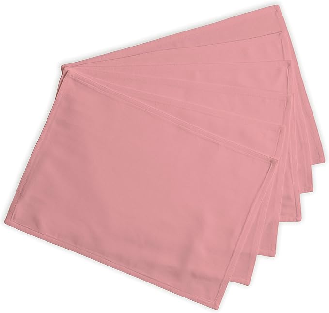 Calicot Placemats Set of 6 100% Cotton Washable Cloth Place Mats, Reusable Table Mats for Spring/Summer & Thanksgiving Christmas Decorations Kitchen Dining Party Wedding (Dusty Rose, 13" x 19")