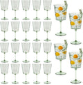 24 PCS Green Plastic Wine Glasses with Removable Stems 13.5 Oz Ribbed Wine Glasses Square White Wine Glass Muted Pastel Colors Goblets Elegant Fluted Glassware for Wedding Anniversary Birthday