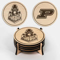 LazerEdge Purdue Boilermakers Wooden Coaster Set - Maple Wood - Officially Licensed Product - 4-Pack