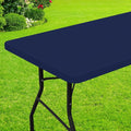 Smiry Rectangle Picnic Table Cloth, Waterproof Elastic Fitted Tablecloths for 4 Foot Tables, Washable Polyester Table Cover for Camping, Indoor and Outdoor (Navy, 24"x48")