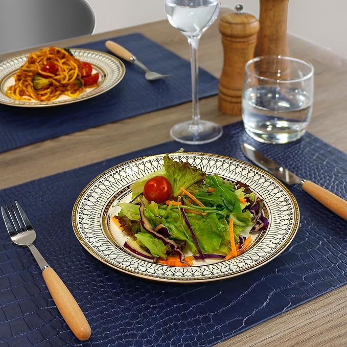 Set of 8 Faux Leather Placemats, PU Table Mats, Waterproof, Stain Resistant, Heat Resistant, Easy to Clean for Kitchen Dining Table,Conference Table