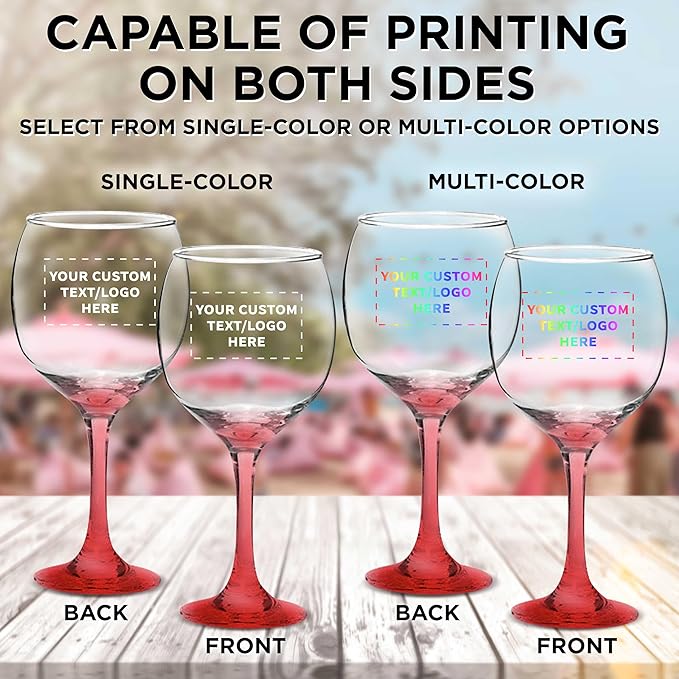 Custom Premiere Wedding Wine Glasses 20.5 oz Set of 48, Personalized Bulk Pack - Restaurant Glassware, Perfect for Red Wine or White Wine - Red