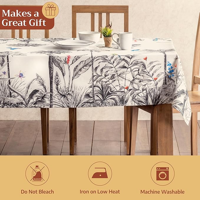 Maison d' Hermine Table Cloth Rectangle Table 100% Cotton 70 x 108 Inches Fall Tablecloth Reusable Everyday Use for Thanksgiving Christmas Decorations Dining Farmhouse Party (Amazonia)