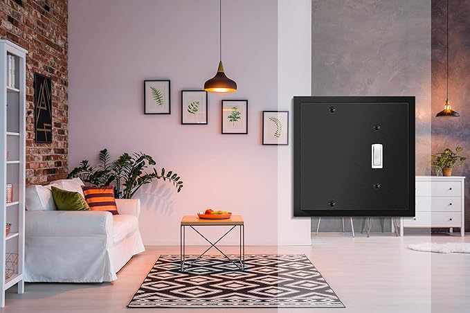 Henne Bery Modern Edge Decorative Wall Plate Switch Plate Outlet Cover, Durable Solid Zinc Alloy (Blank/Toggle, Matte Black)